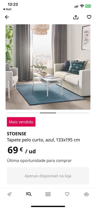Tapete IKEA Stoense azul 133x195 cm. Embalagem por abrir.