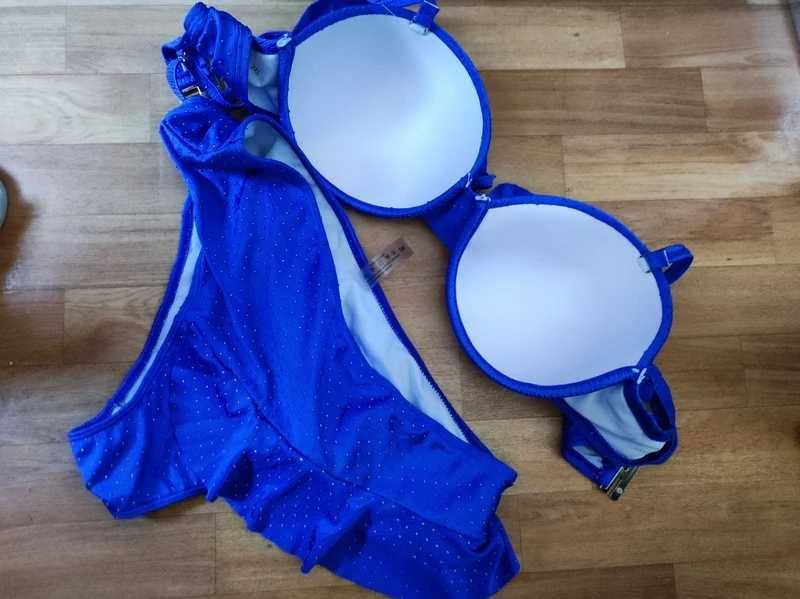 chabrowy strój kąpielowy z falbankami 2xl duży biust