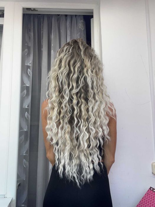 Peruka blond smokey popielaty loki Afro PETARDA kręcone włosy