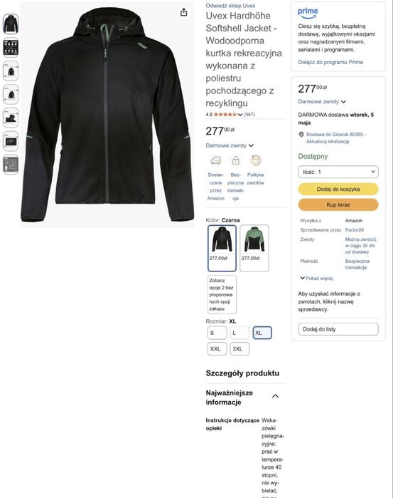 UVEX kurtka męska softshell XL. WODOODPORNA na rower itp