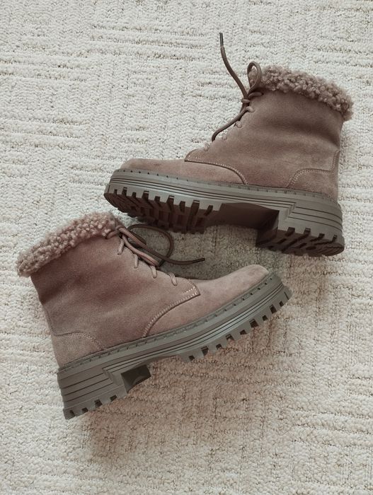 жіночі зимові черевики із натуральної замші  з утепленням овчина 36