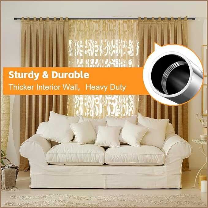 8l760. Regulowany karnisz metalowy na zasłonę z uchwytami 78 - 116cm