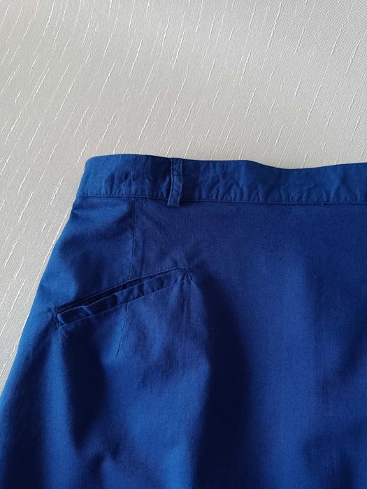 р 10 / 44-46 синя легка спідниця юбка пряма бавовна Франція