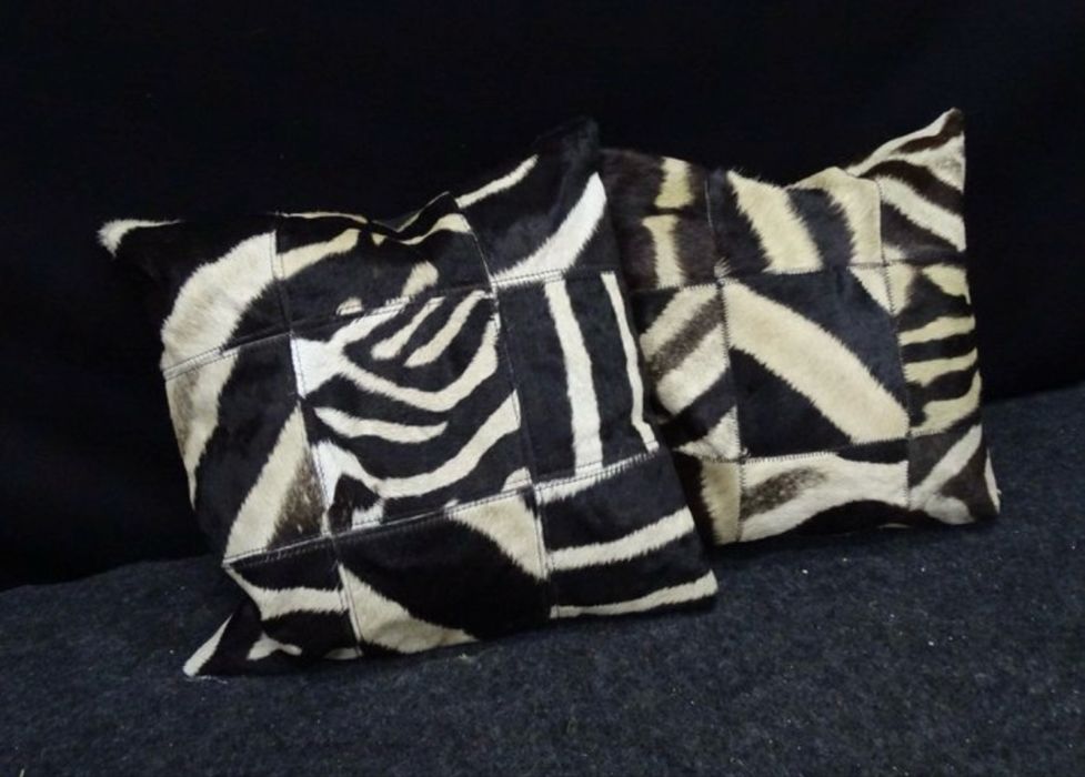 Pele zebra Burchell - Conjunto de Almofadas de pele de zebra (Duas)