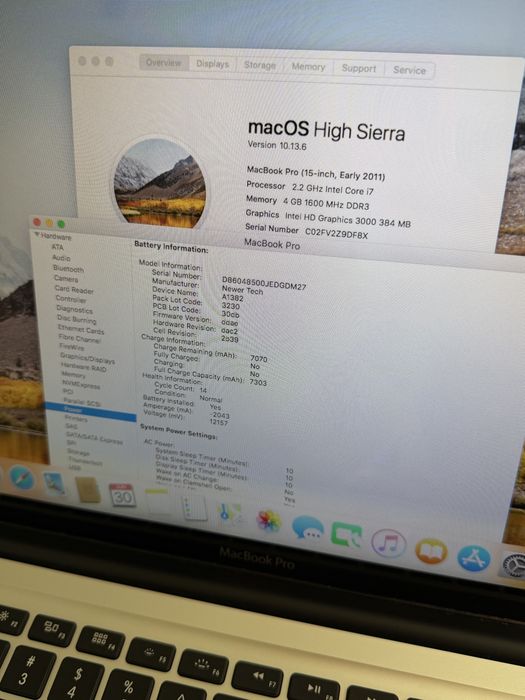 Macbook Pro 15” 2011 A1286 i7 4Gb 250 Gb 14 циклів