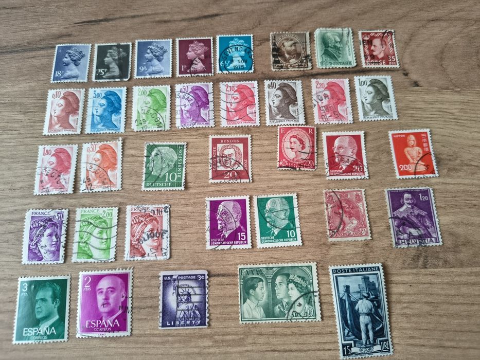 Znaczki zagraniczne – portrety, Europa i USA, vintage mix kolekcjoners