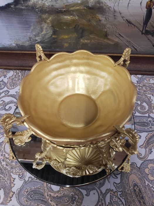 centro mesa/fruteira dourado