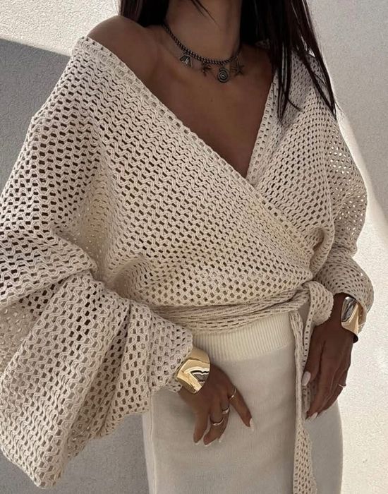 Sweter Kimono By Me beżowy NOWY