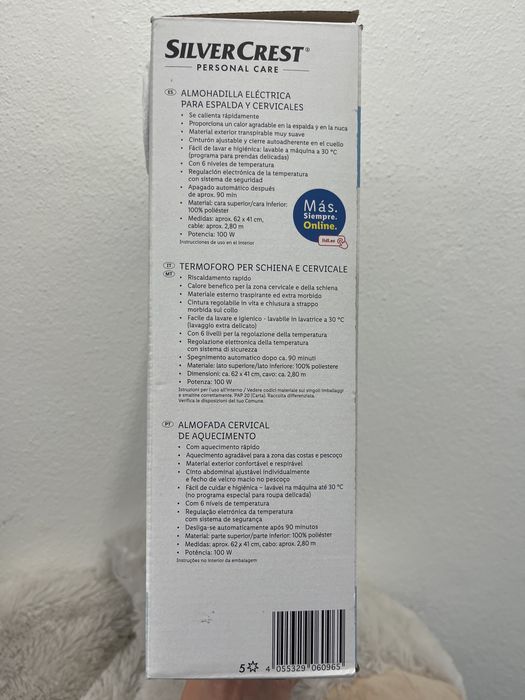 Almofada eletrica para costas e cervical