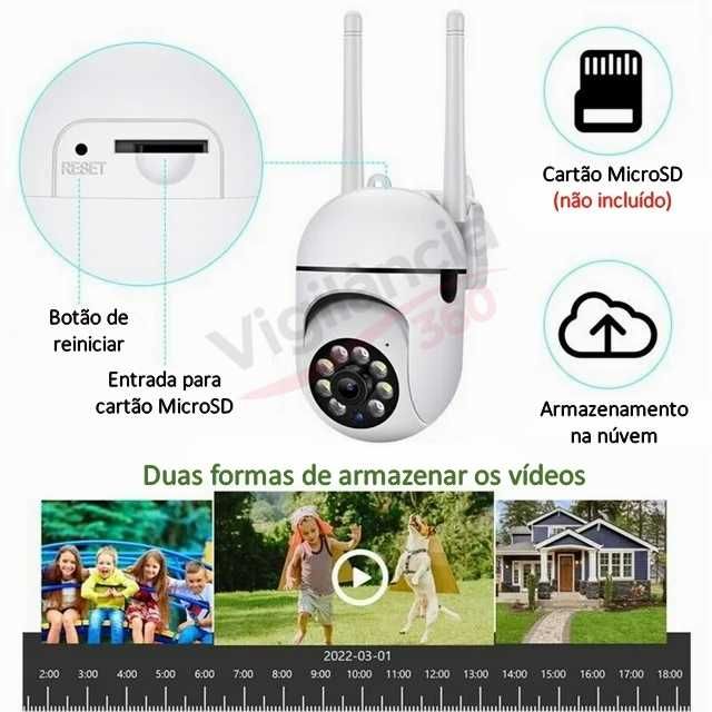 Câmara WiFi Rotativa PTZ FullHD Visão Noturna a Cores IP66 NOVA