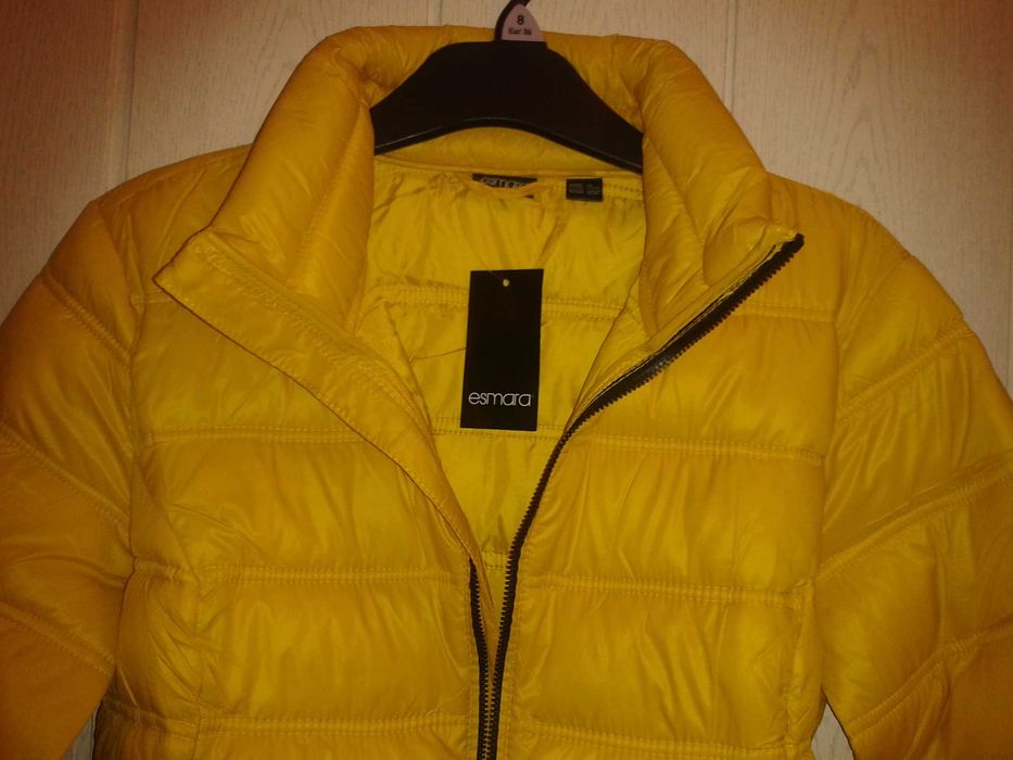 Kurtka damska pikowana lekka ciepła wodoodporna ŻÓŁTA BŁYSZCZĄCA r. M