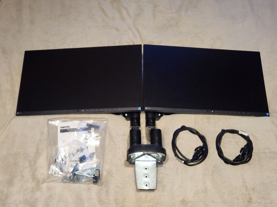 Zestaw 2x monitor Eizo FlexScan EV2450 + uchwyt Bontec GDM02UX ideał