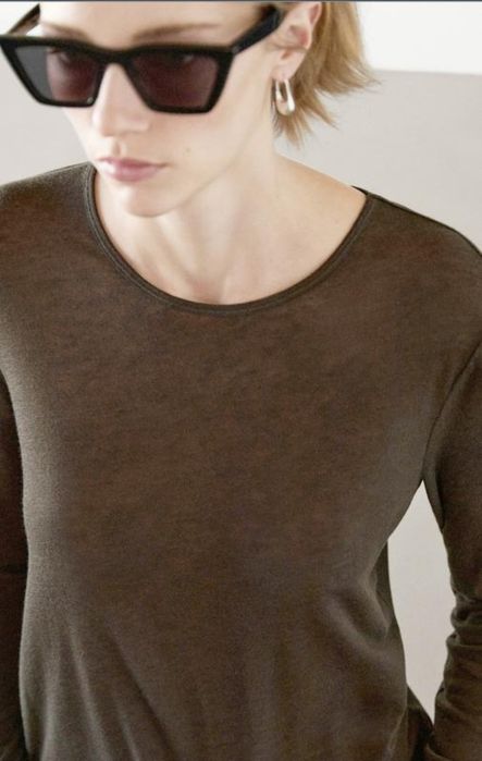 Massimo Dutti ніжний тонкий лонгслів на основі вовни та ліоцеллу