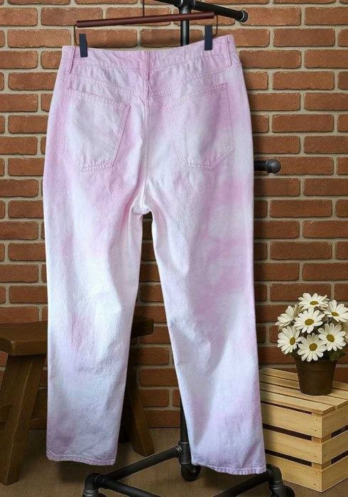 Розовые джинсы мом с эффектом варки Primark высокая посадка р. L/XL