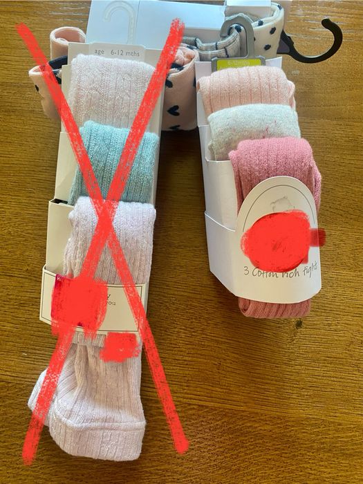 Rajstopy 6- 12 miesięcy Gładkie Bez wzorków TU 3 pak 68- 80 cm