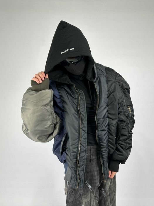 Project GR бомбер черный куртка різнокольорова зіпка курточка S M L
