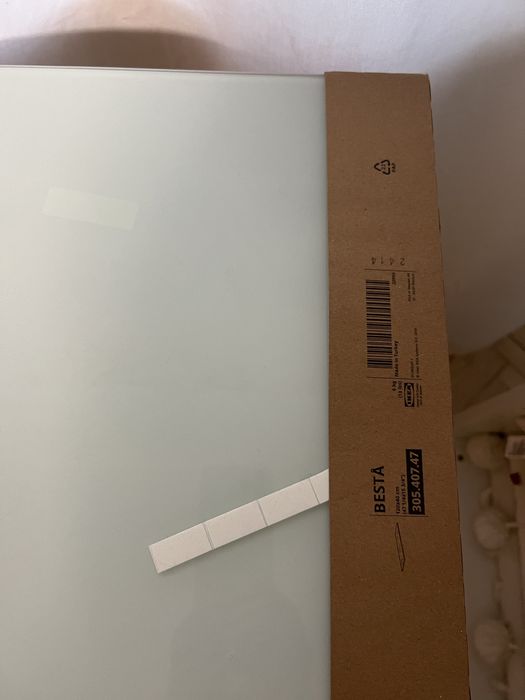 IKEA BESTA szklany blat biały na szafke 120 cm x 40 cm