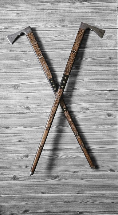 2x ciupaga góralska drewniana prawdziwa żelazny grot dzień ojca ozdoba