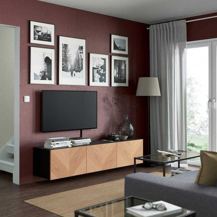 Móvel de TV como novo IKEA em carvalho e wengué