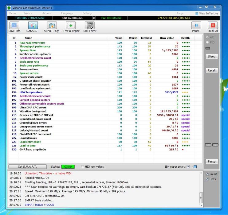 Продам жесткий диск HDD 500 gb Toshiba ( 10-2017)