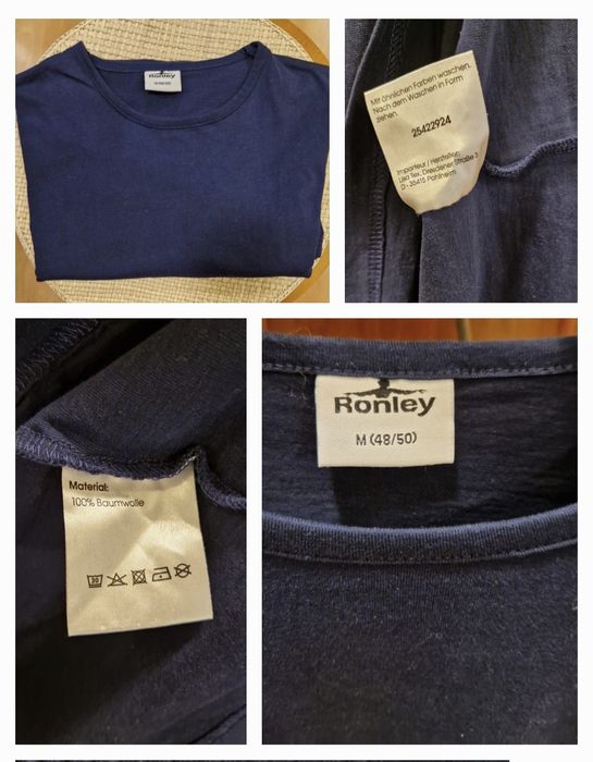 Męski T-shirt Ronley rozm.M(48/50) bawełna granatowa dł.rekaw nowy