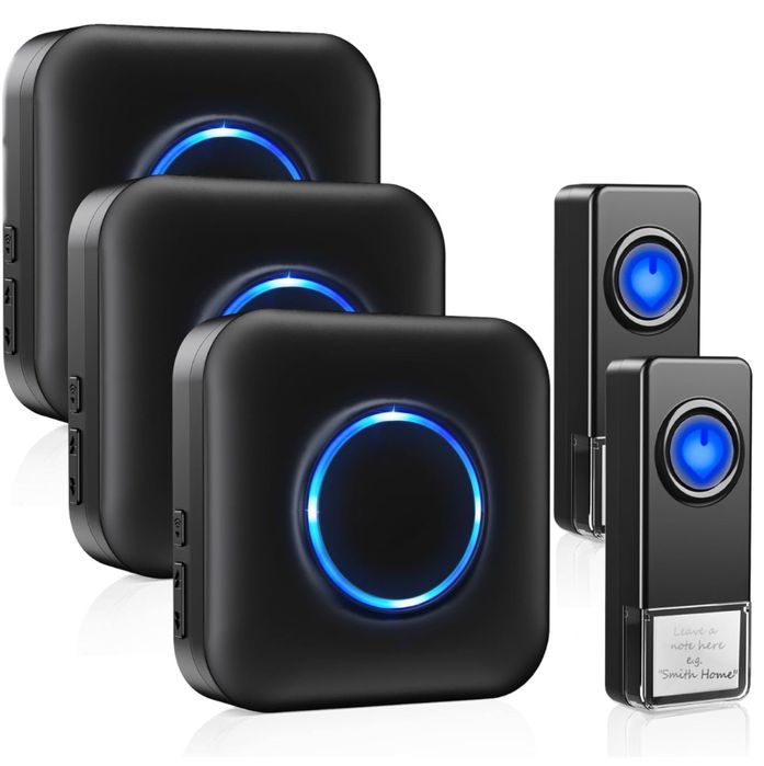 BITIWEND radiowy dzwonek do drzwi, 2 nadajniki i 3 odbiorniki