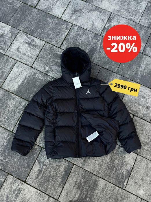 Пуховик Jordan Essential | Зимова Куртка Therma-FIT | Чорна | XS–XXL