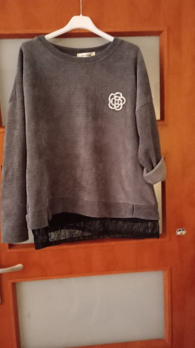 Włoska sztruks grafitowa bluza r 42 44
