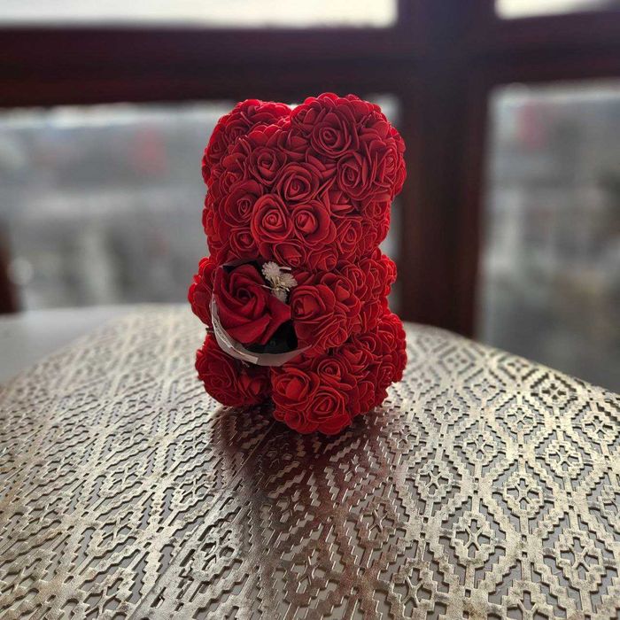 Miś z Róż Prezent Na Walentynki Dzień Kobiet Babci + GRATIS Bukiet