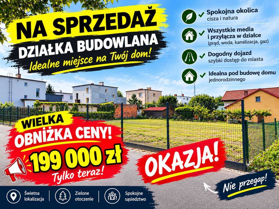 OKAZJA!!! Działka budowlana 900m2 OBNIŻKA CENY!!!
