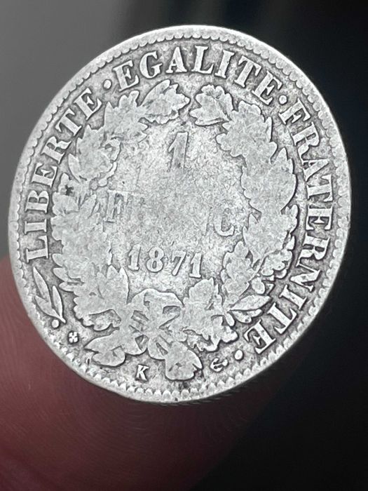 moeda em prata 1871  1 fr França