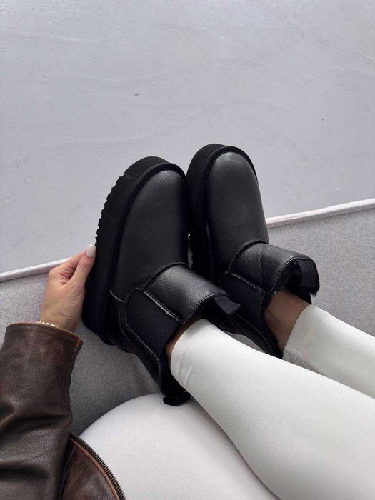 Уггі UGG Neumel Chelsea Platform Black Leather шкіряні