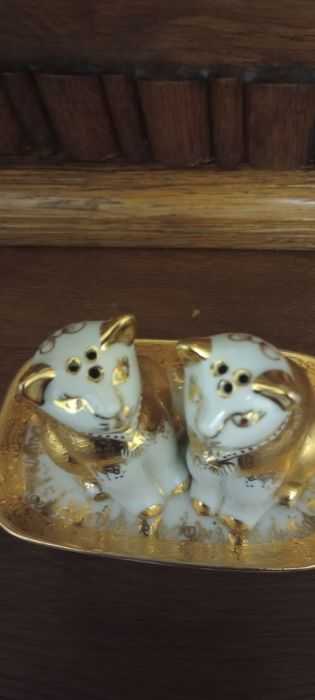 Przyprawniki porcelana pozłacana 24k