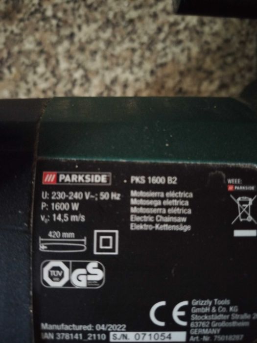 Motoserra elétrica Parkside