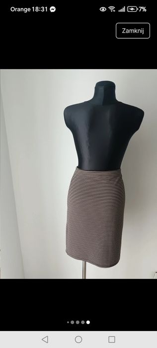 Spódnica w paski ołówkowa z boku zamek długa za kolano Basic casual