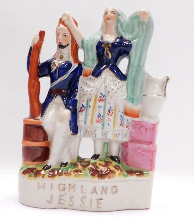 Antiguidade Staffordshire "Highland Jessie" Militar