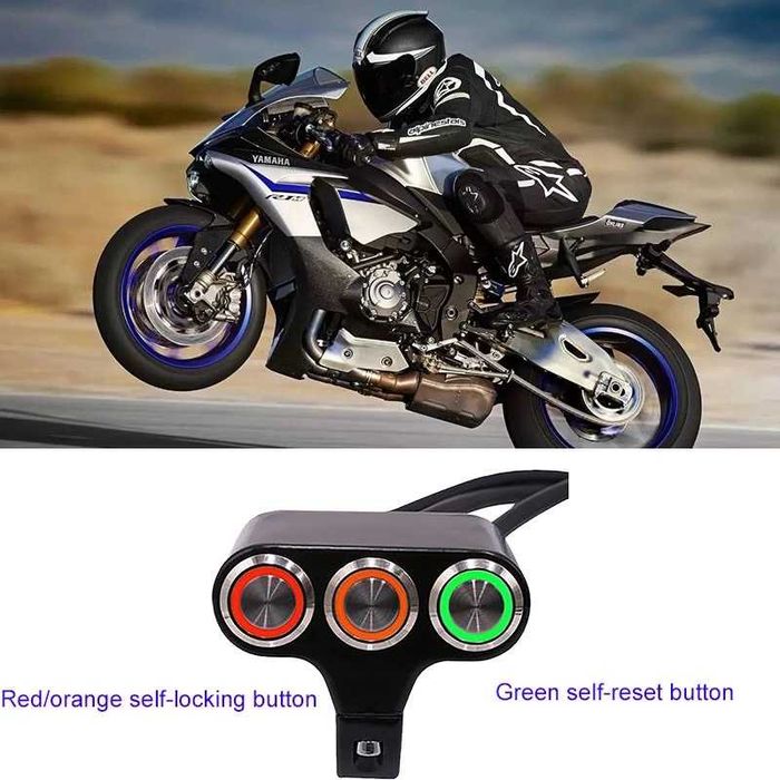 Comutador iluminado 3 botões auto reset luz vermelha laranja verde