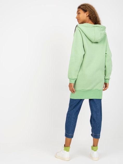 Pistacjowa dluga bluza na zamek