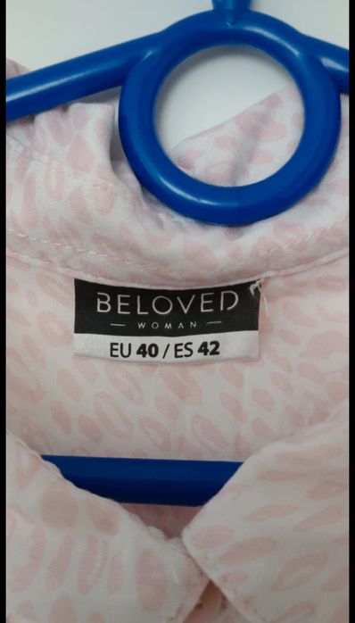 Koszula w panterkę pudrowy róż 40