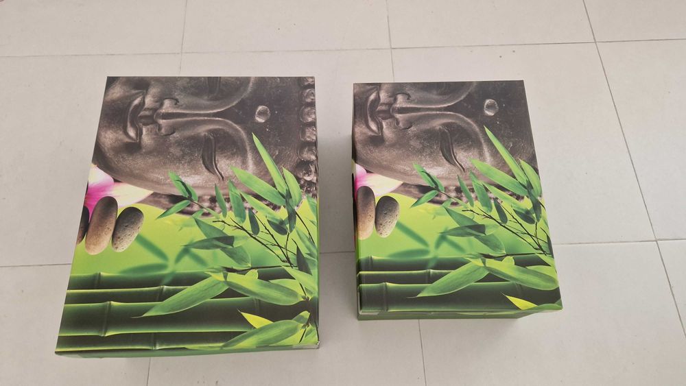 2 caixas de arrumação em cartão com tampa