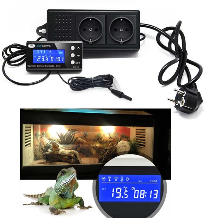 Termostato digital Dia/Noite com Temporizador para répteis e outros