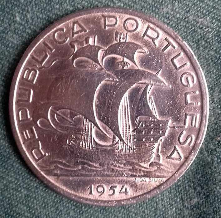Moedas PRATA 10 escudos Portugueses. Caravela Silver Coin