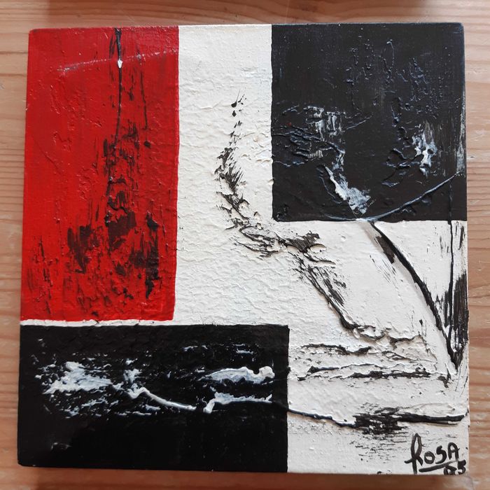 Quadros originais como novos (tríptico) branco, preto e vermelho