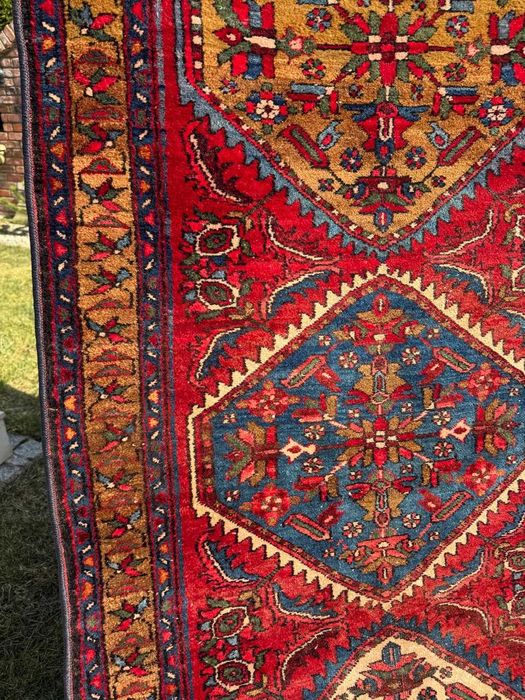 Antyczny vintage r.tkany chodnik dywan perski Heriz 340x105 gal 10 tyś