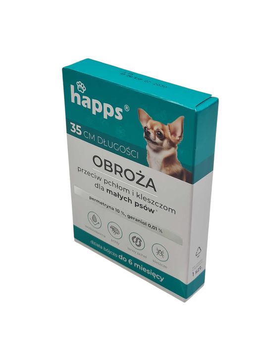obroża przeciw pchłom i kleszczom HAPPS dla małych psów długośc 35 cm