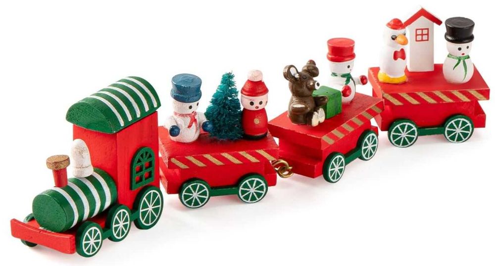 Drewniany pociąg, dekoracja na Boże Narodzenie