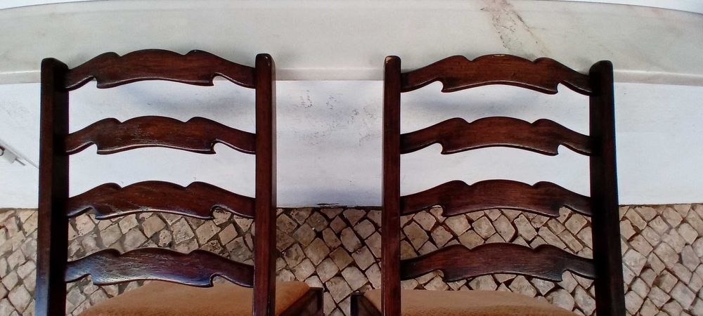 Vintage Cadeira de Madeira com Estofo de Tecido