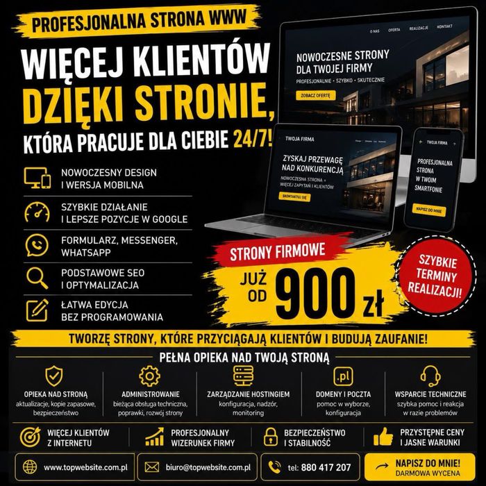 Tworzenie stron internetowych • Już od 900 zł • Pozycjonowanie stron WWW • SEO • Tanio • One Page • Strony Firmowe • Reklama w internecie