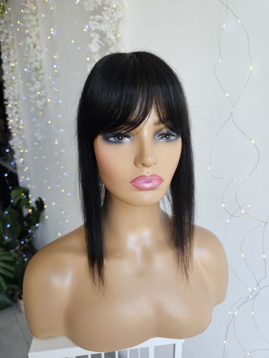 Mini topper Damski 100% Włosy Naturalne BRAZYLIJSKIE Czarny 39cm