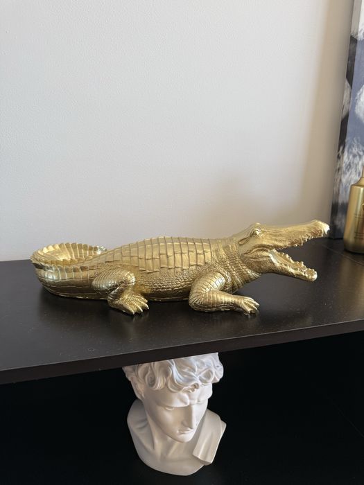 Crocodilo Dourado Estátua Decoração